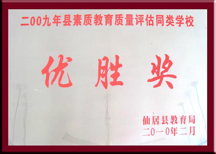 2009年素質教育質量評估同類學校優(yōu)勝獎